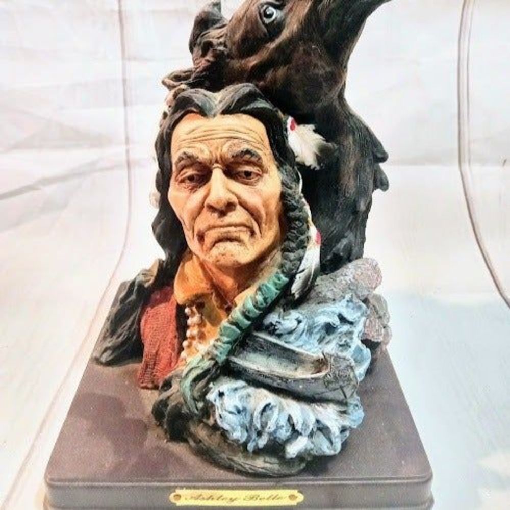 Ashley Belle Figure / Native American Man and Horse Statue